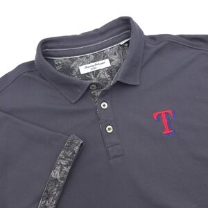 Tommy Bahama Texas Rangers MLB Polo Shirt Men's Size 2XL Gray Logo Floral Cuff